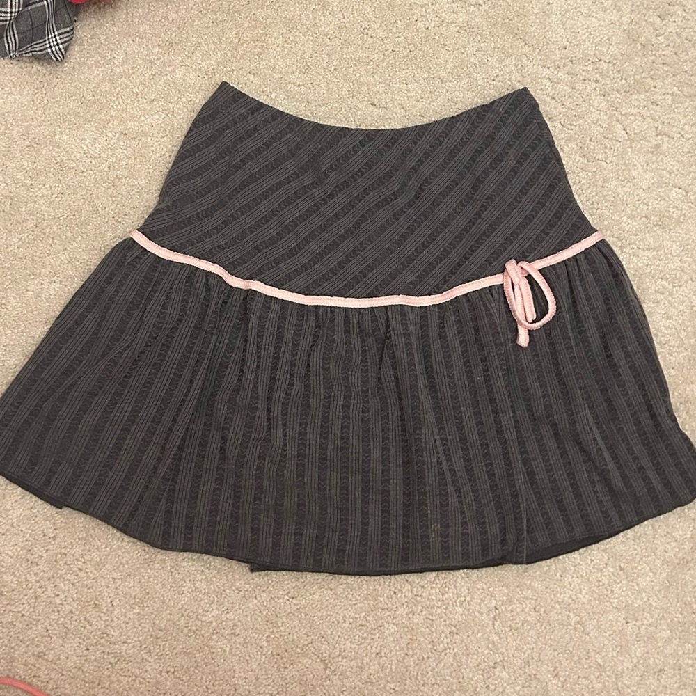 LAST CALL! japan pinterest gray ribbed ribbon skirt